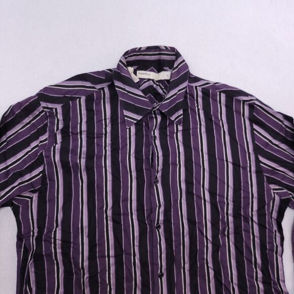 Perry Ellis Flannel Long Sleeve Button Up Shirt Mens Size L Purple Black - Picture 1 of 8
